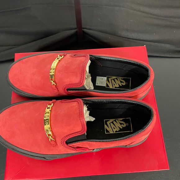Vans Red Suede Chili Pepper Slip-Ons with Gold Accents main image 2